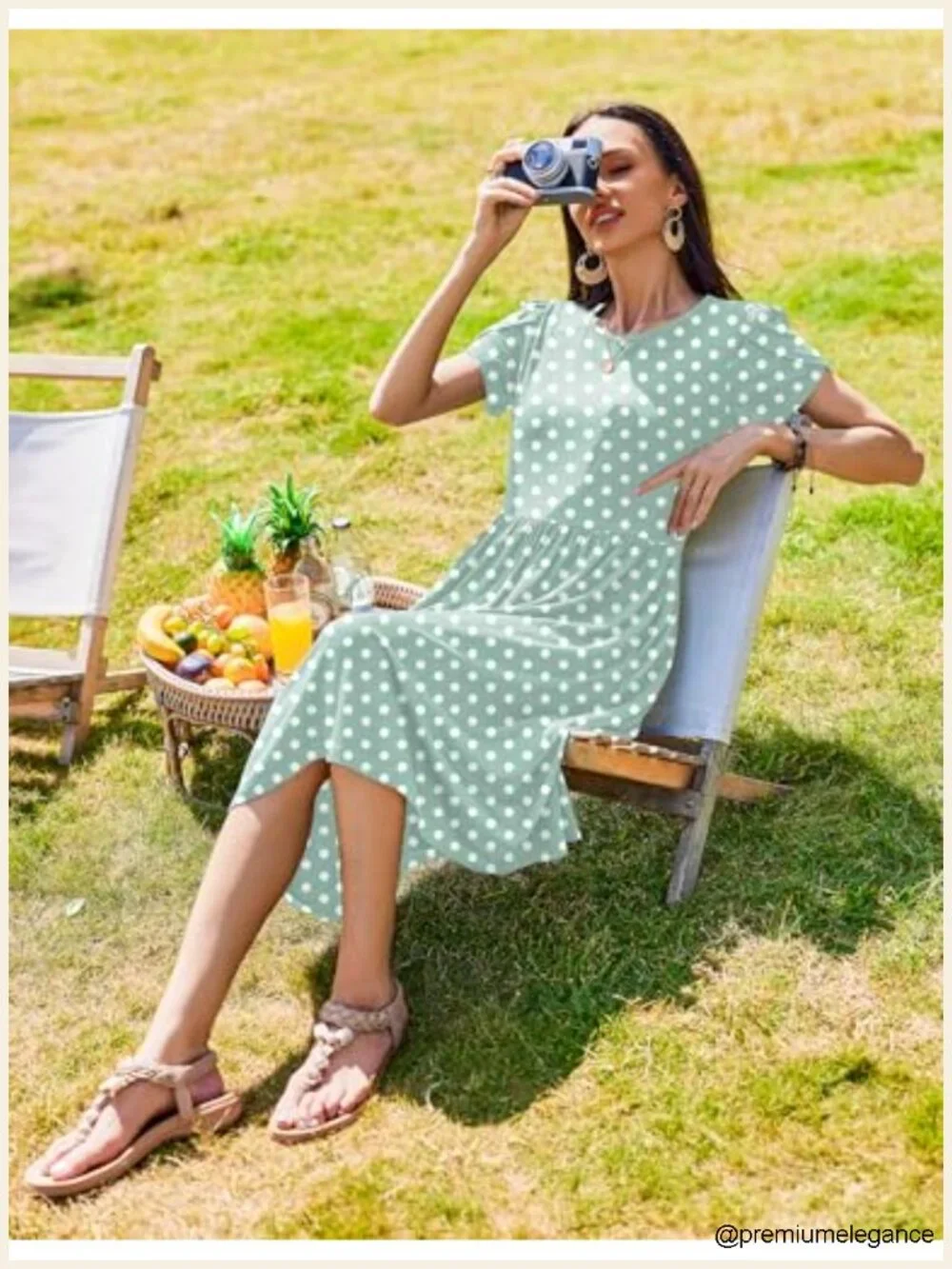 Women's Casual Floral Midi Tshirt Dress with Pockets Flowy A-Line